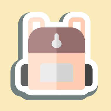 Etiket Sırt Çantası. Buz pateni sembolüyle ilgili. Basit tasarım çizimi