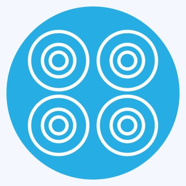 Simge Tekerlekleri. Buz pateni sembolüyle ilgili. Mavi gözlü. Basit tasarım çizimi