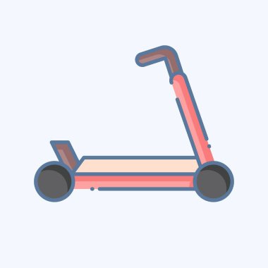 İkon Tekme Scooter. Buz pateni sembolüyle ilgili. Karalama stili. Basit tasarım çizimi
