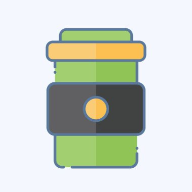 İkon kahve kupası. Buz pateni sembolüyle ilgili. Karalama stili. Basit tasarım çizimi