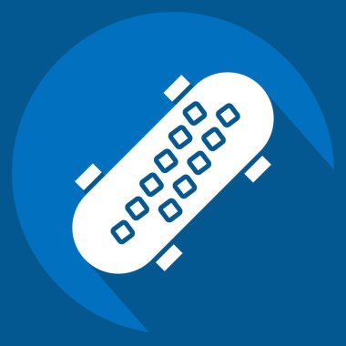 Buz pateni sembolüyle ilgili ikon kaykayı 2. Uzun gölge tarzı. Basit tasarım çizimi