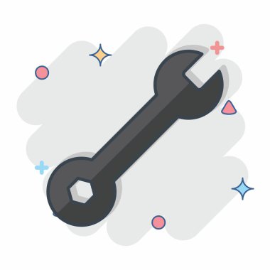 Simge anahtarı. Buz pateni sembolüyle ilgili. Çizgi roman. Basit tasarım çizimi