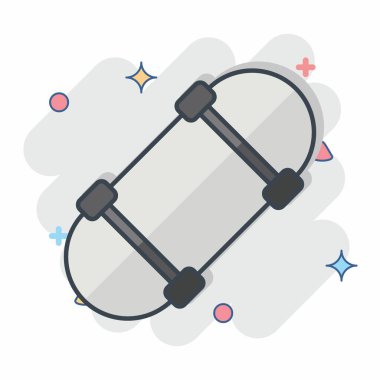 Simge kaykayı. Buz pateni sembolüyle ilgili. Çizgi roman. Basit tasarım çizimi