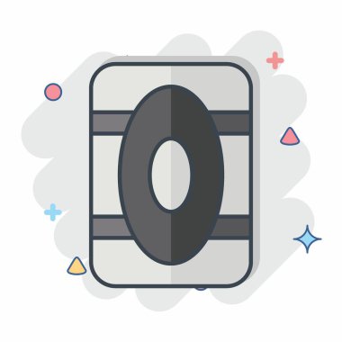 Icon Kneepad. Buz pateni sembolüyle ilgili. Çizgi roman. Basit tasarım çizimi