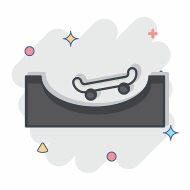 Simge rampası. Buz pateni sembolüyle ilgili. Çizgi roman. Basit tasarım çizimi