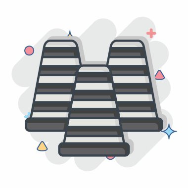 Simge konileri. Buz pateni sembolüyle ilgili. Çizgi roman. Basit tasarım çizimi