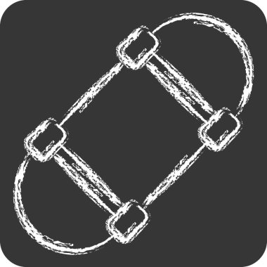 Simge kaykayı. Buz pateni sembolüyle ilgili. Tebeşir stili. Basit tasarım çizimi