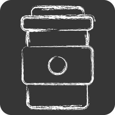 İkon kahve kupası. Buz pateni sembolüyle ilgili. Tebeşir stili. Basit tasarım çizimi