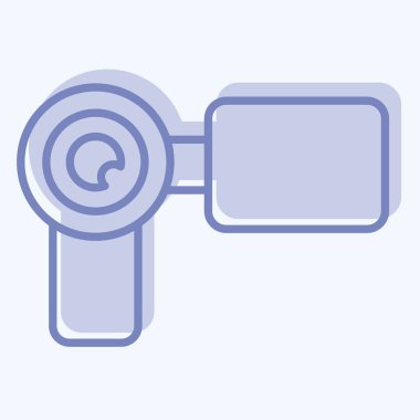 Simge Video Kamerası. Buz pateni sembolüyle ilgili. İki ton stili. Basit tasarım çizimi