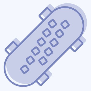 Buz pateni sembolüyle ilgili ikon kaykayı 2. İki ton stili. Basit tasarım çizimi