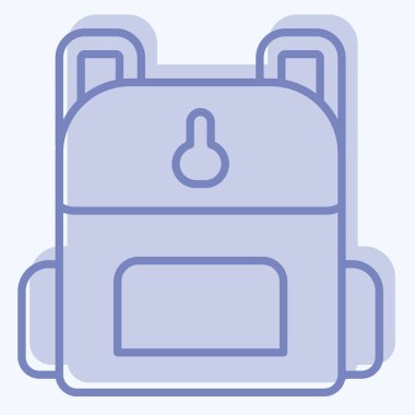 Simge Sırt Çantası. Buz pateni sembolüyle ilgili. İki ton stili. Basit tasarım çizimi