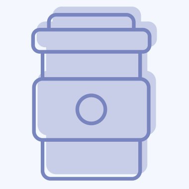 İkon kahve kupası. Buz pateni sembolüyle ilgili. İki ton stili. Basit tasarım çizimi