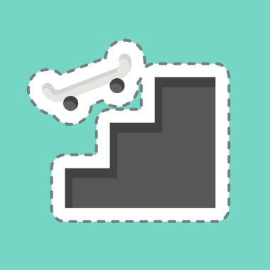 Çıkartma çizgisi basamakları kesti. Buz pateni sembolüyle ilgili. Basit tasarım çizimi