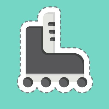 Çıkartma çizgisi paten kaymayı kesti. Buz pateni sembolüyle ilgili. Basit tasarım çizimi