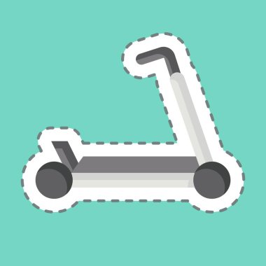 Etiket çizgisi Scooter 'ı kesti. Buz pateni sembolüyle ilgili. Basit tasarım çizimi