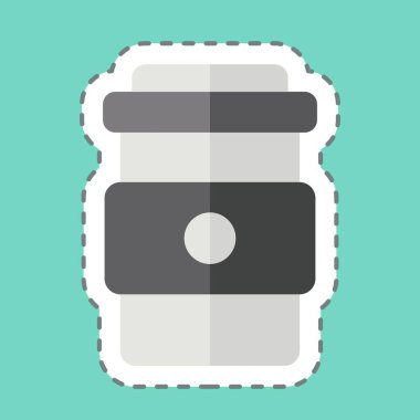 Etiket hattı Kahve Kupasını kesti. Buz pateni sembolüyle ilgili. Basit tasarım çizimi