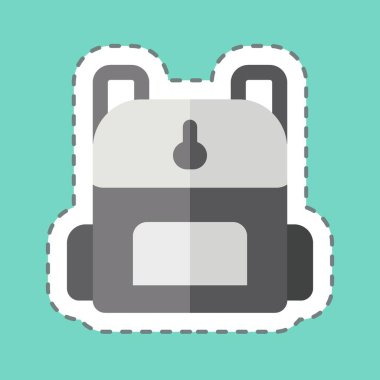 Çıkartma çizgisi sırt çantasını kesti. Buz pateni sembolüyle ilgili. Basit tasarım çizimi