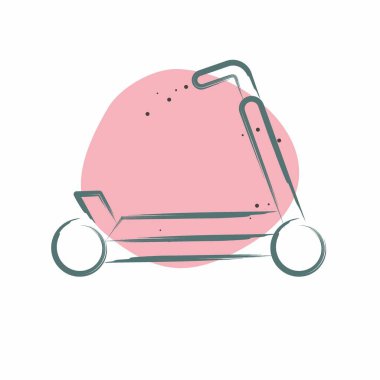 İkon Tekme Scooter. Buz pateni sembolüyle ilgili. Renkli Leke Biçimi. Basit tasarım çizimi