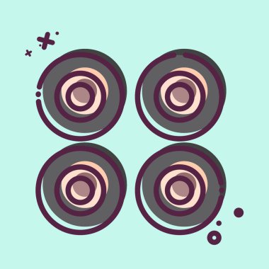 Simge Tekerlekleri. Buz pateni sembolüyle ilgili. MBE tarzı. Basit tasarım çizimi