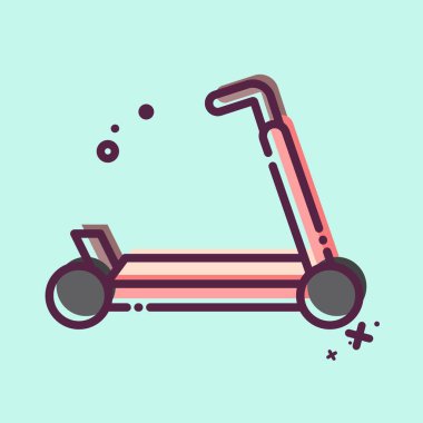 İkon Tekme Scooter. Buz pateni sembolüyle ilgili. MBE tarzı. Basit tasarım çizimi