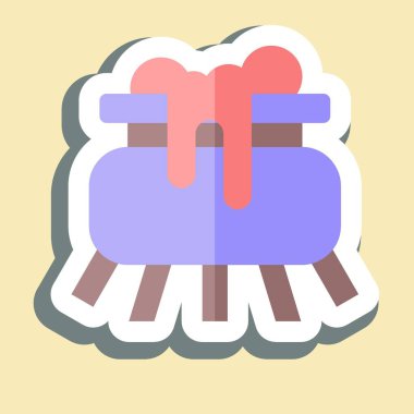 Etiketli Kazan. Cadılar Bayramı sembolüyle ilgili. Basit tasarım çizimi