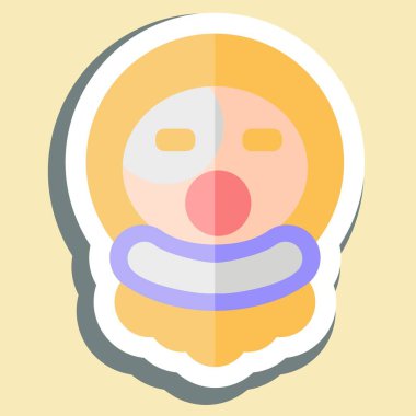 Çıkartmalı Palyaço. Cadılar Bayramı sembolüyle ilgili. Basit tasarım çizimi