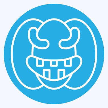 İkon Balkabağı. Cadılar Bayramı sembolüyle ilgili. Mavi gözlü. Basit tasarım çizimi