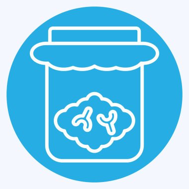 Simge Beyin Kavanozu. Cadılar Bayramı sembolüyle ilgili. Mavi gözlü. Basit tasarım çizimi