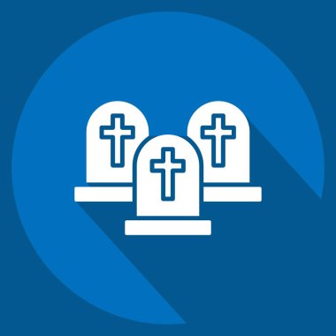 İkona Mezarlığı. Cadılar Bayramı sembolüyle ilgili. Uzun gölge tarzı. Basit tasarım çizimi