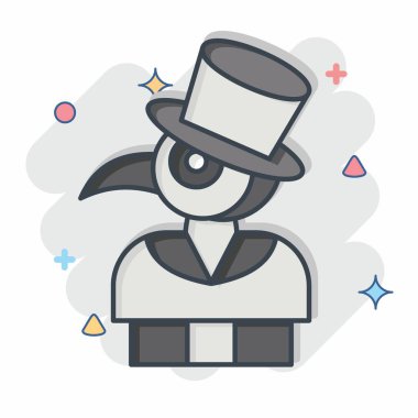 İkon Vebası. Cadılar Bayramı sembolüyle ilgili. Çizgi roman. Basit tasarım çizimi