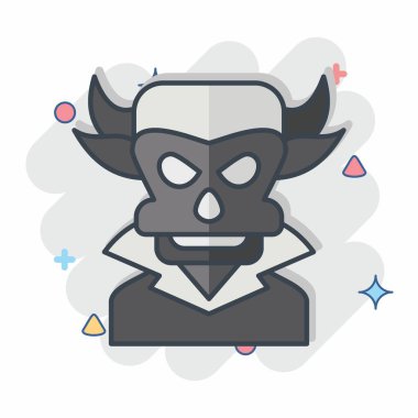 Simge Kötülüğü. Cadılar Bayramı sembolüyle ilgili. Çizgi roman. Basit tasarım çizimi