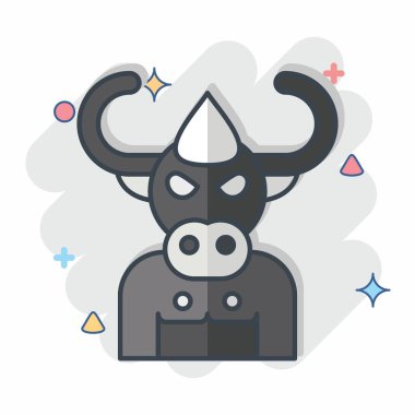 Simge Canavarı. Cadılar Bayramı sembolüyle ilgili. Çizgi roman. Basit tasarım çizimi