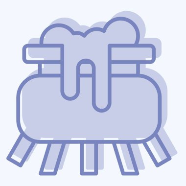 Simge Kazanı. Cadılar Bayramı sembolüyle ilgili. İki ton stili. Basit tasarım çizimi