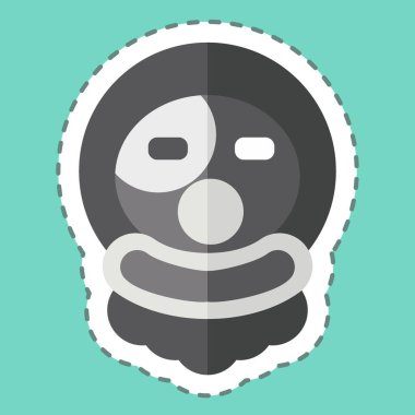 Çıkartma çizgisi Palyaço 'yu kesti. Cadılar Bayramı sembolüyle ilgili. Basit tasarım çizimi