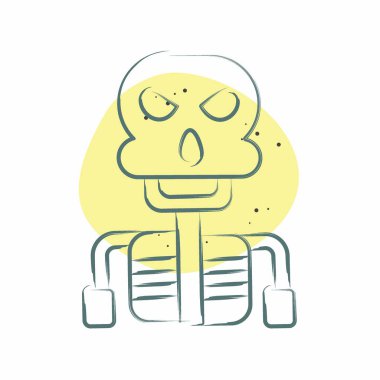 Simge iskeleti. Cadılar Bayramı sembolüyle ilgili. Renkli Leke Biçimi. Basit tasarım çizimi