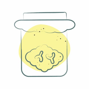 Simge Beyin Kavanozu. Cadılar Bayramı sembolüyle ilgili. Renkli Leke Biçimi. Basit tasarım çizimi