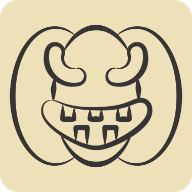 İkon Balkabağı. Cadılar Bayramı sembolüyle ilgili. El çizimi tarzı. Basit tasarım çizimi