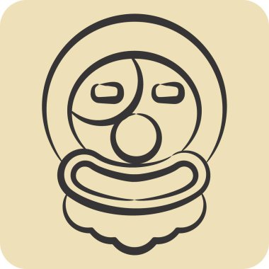 İkon Palyaço. Cadılar Bayramı sembolüyle ilgili. El çizimi tarzı. Basit tasarım çizimi