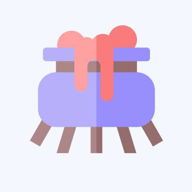 Simge Kazanı. Cadılar Bayramı sembolüyle ilgili. Düz stil. Basit tasarım çizimi