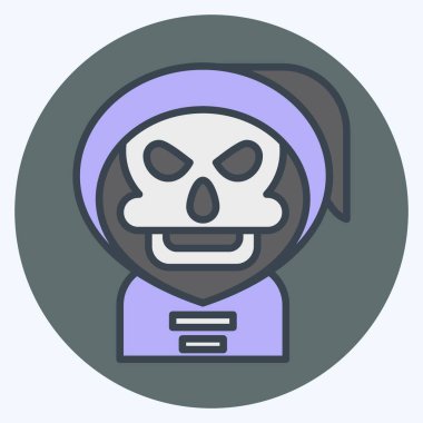 Icon Reaper. Cadılar Bayramı sembolüyle ilgili. renk arkadaşı stili. Basit tasarım çizimi