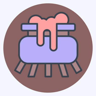 Simge Kazanı. Cadılar Bayramı sembolüyle ilgili. renk arkadaşı stili. Basit tasarım çizimi