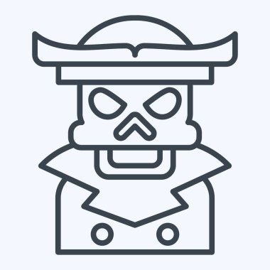 Simge Korsan İskeleti. Cadılar Bayramı sembolüyle ilgili. Sıra tarzı. Basit tasarım çizimi