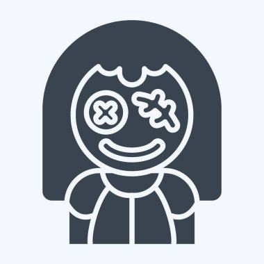 Simge Lanetli Bebek. Cadılar Bayramı sembolüyle ilgili. Kabartma tarzı. Basit tasarım çizimi