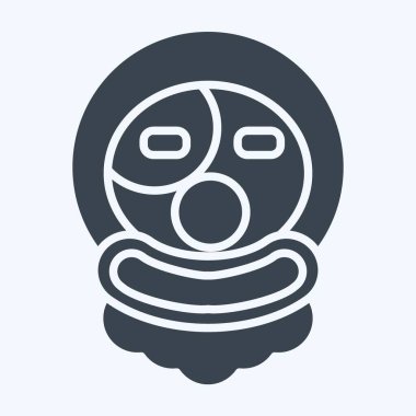 İkon Palyaço. Cadılar Bayramı sembolüyle ilgili. Kabartma tarzı. Basit tasarım çizimi