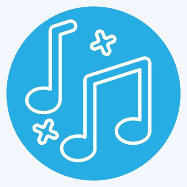 Simgesel Müzik Notaları. Geçit töreni sembolüyle ilgili. Mavi gözlü. Basit tasarım çizimi