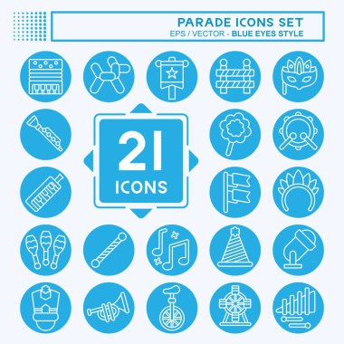 Simge Tanıtım Töreni. Festival sembolüyle ilgili. Mavi gözlü. Basit tasarım çizimi