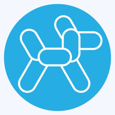 Simge Balon Köpeği. Geçit töreni sembolüyle ilgili. Mavi gözlü. Basit tasarım çizimi