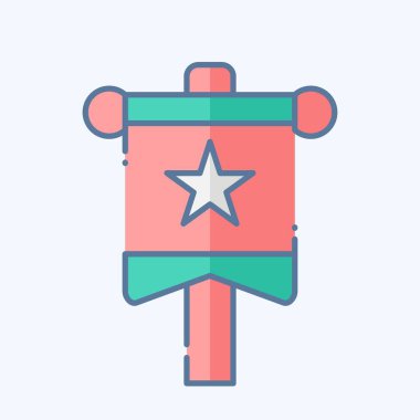 Simge Sancağı. Geçit töreni sembolüyle ilgili. Karalama stili. Basit tasarım çizimi