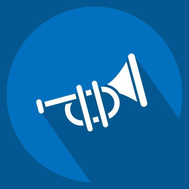 Simge Trompeti. Geçit töreni sembolüyle ilgili. Uzun gölge tarzı. Basit tasarım çizimi