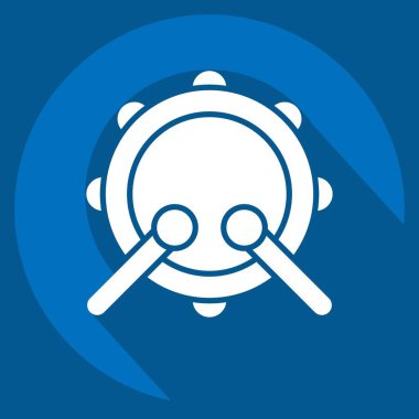 Simge Davulu. Geçit töreni sembolüyle ilgili. Uzun gölge tarzı. Basit tasarım çizimi